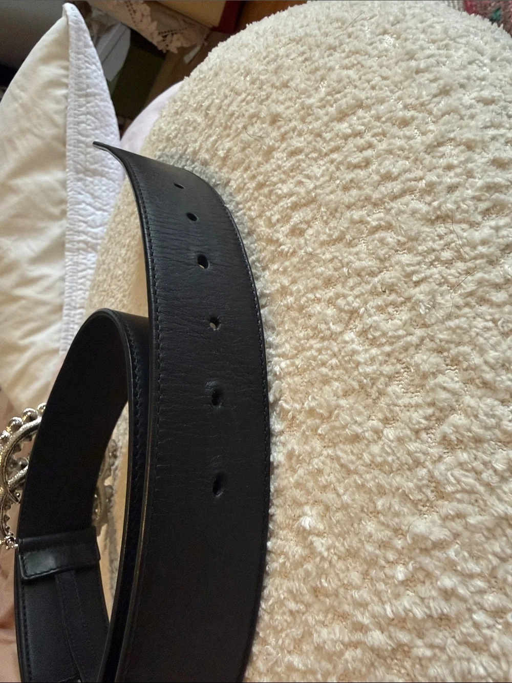 Gucci Black Leather GG Crystal Buckle Belt Size 90/36 - Picture 3 of 5